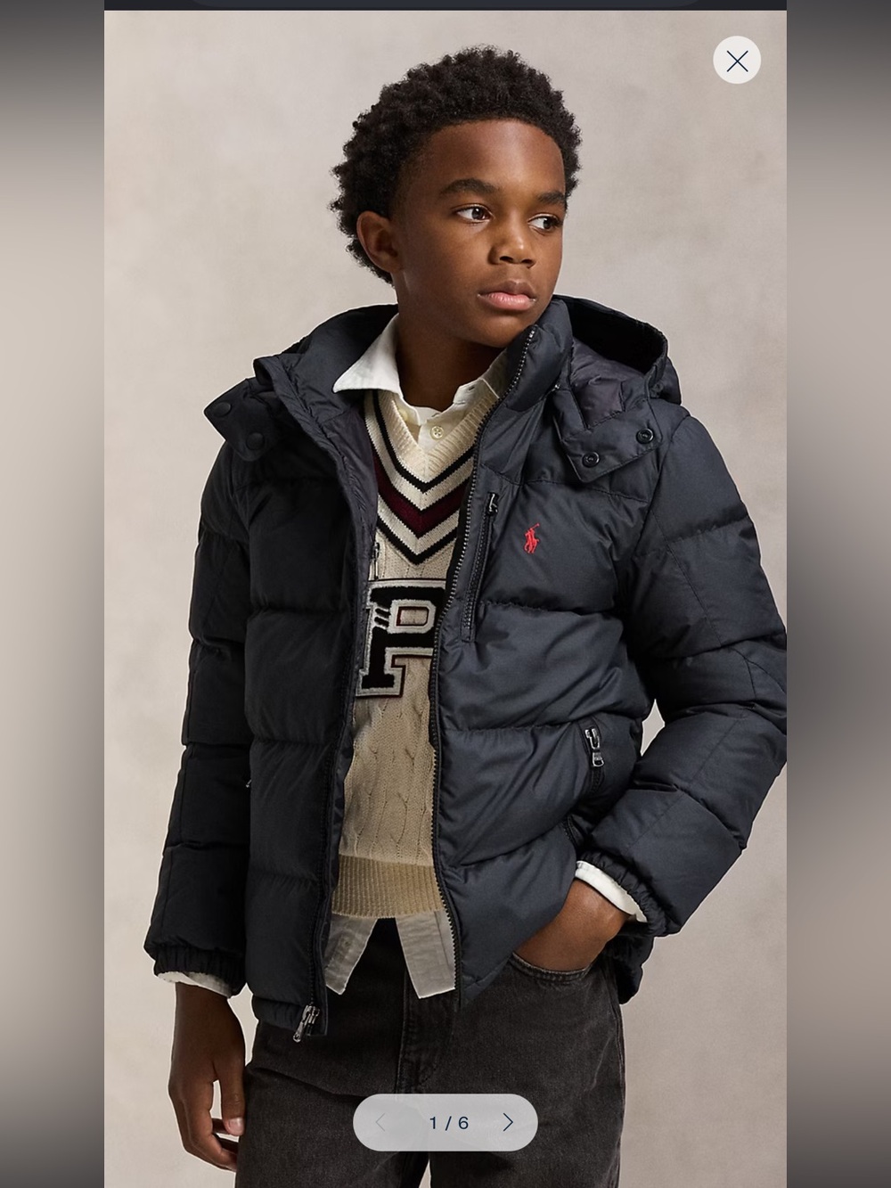 Ralph Lauren Boys 4T Gorham Down Jacket Zip Off Hood Like New!